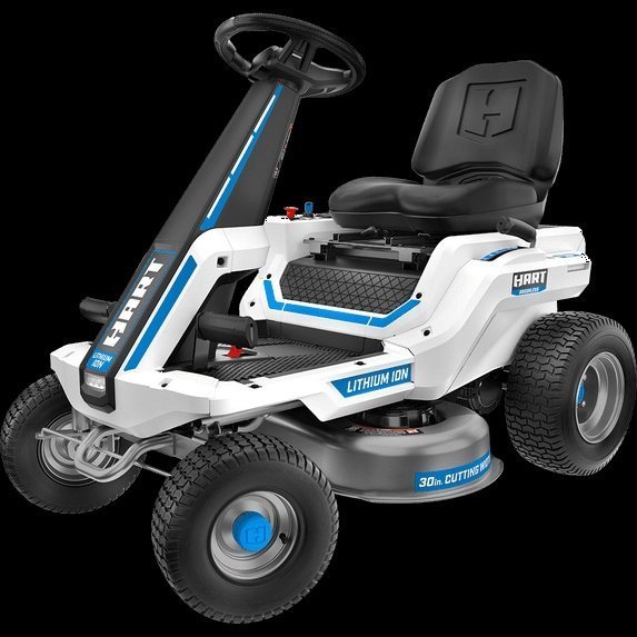11b51b45-7923-4099-9ba4-7d6edaf6902b.jpeg Hart 80-Volt 30-Inch Deck Lithium-Ion Riding Lawn Mower Kit with Super Charger - Image 1