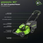 Greenworks 80V 21" Cordless Self-Propelled Lawn Mower - Image 6