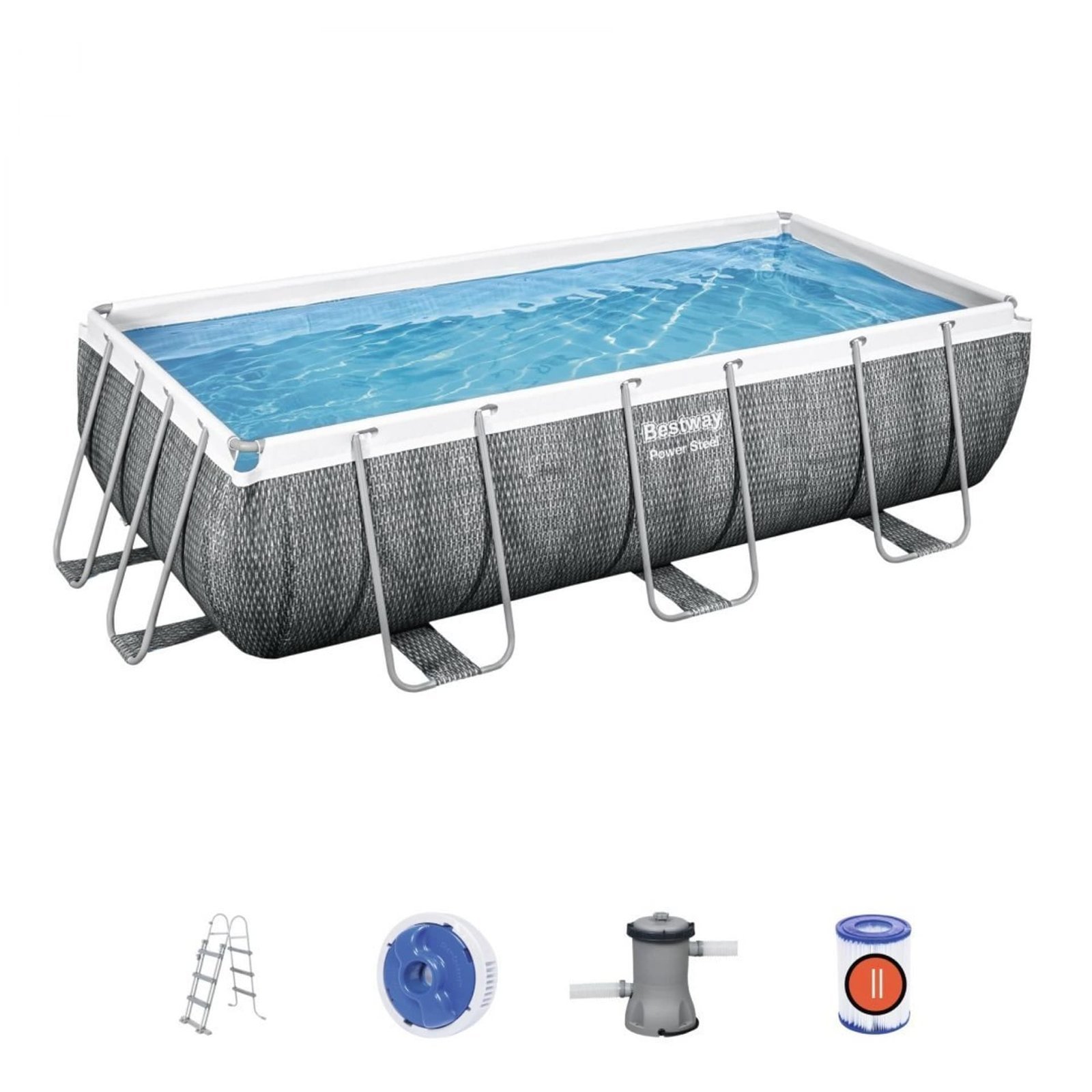 bestway-power-steel-56721-3-above-ground-pool-framed-pool-rectangular-6478-l-grey.jpg Bestway Power Steel Above Ground Framed Pool 56721-3 - Image 1